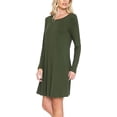 thumbnail image 2 of AULOA Women's Long Sleeve Casual Tunic Dress, Loose Relaxed T Shirt Fabric, Stylish and Fashion Forward (XXL, Army Green), 2 of 4