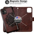thumbnail image 3 of 2-in-1 Case for iPhone 11 Case Wallet Credit Card Holder ID Slot Detachable Hybrid Protective Slim Hard Shell Magnetic PU Leather Folio Pocket Flip Cover for iPhone 11 6.1 inch Mandala Brown, 3 of 15