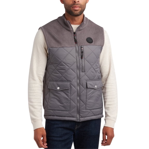 CANADA WEATHER GEAR Men's Vest - Zip Up Sweater Yoke Front & Back Quilted Heated Vest for Men M-XXL
