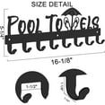 thumbnail image 2 of Pool towel rack with 8 hooks, Black Carbon Steel wall mounted Hook for bathroom outdoor pool, 2 of 5