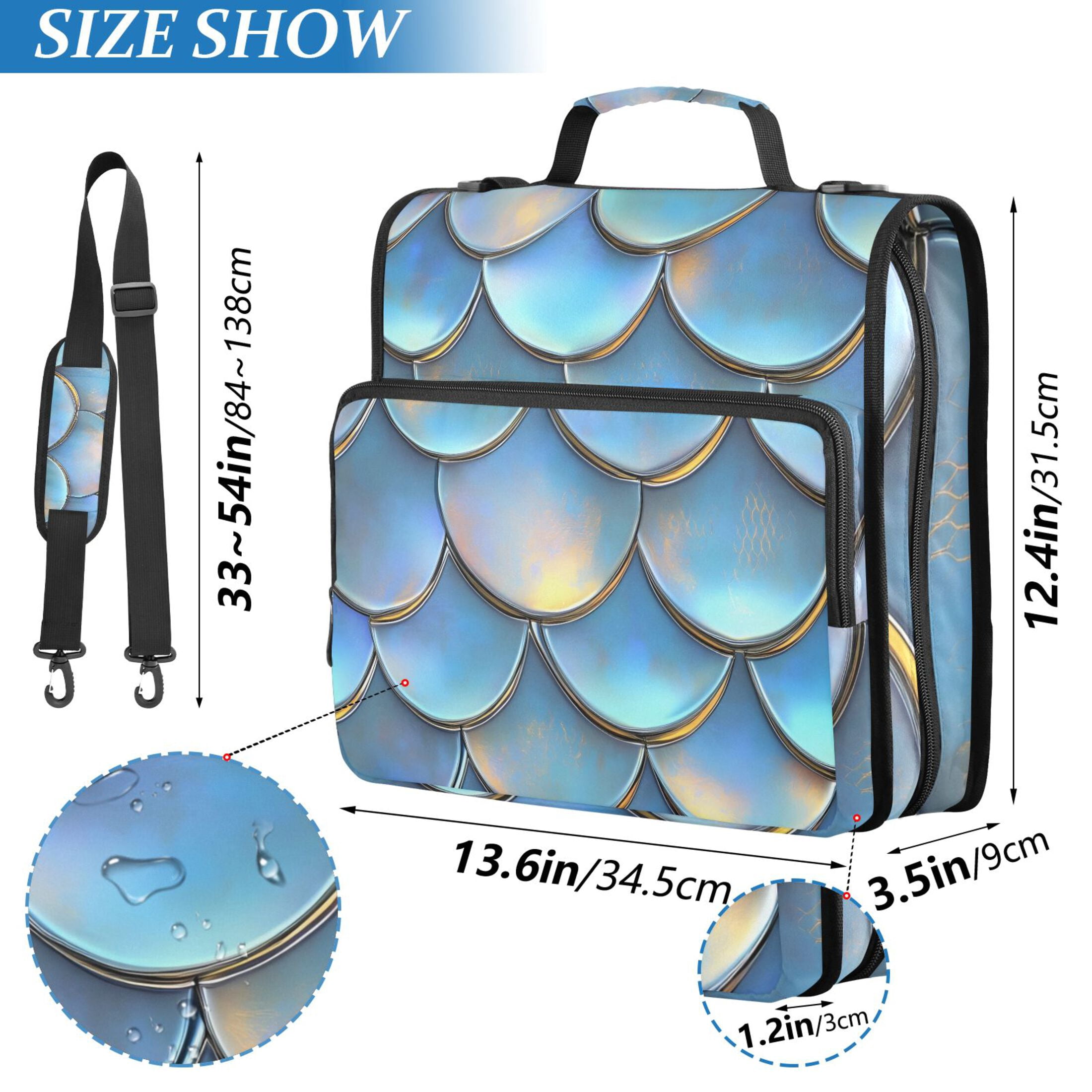 ALAZA Zipper Binder Scale Blue 3 Ring Trapper Keeper File Folder Organizer Bag