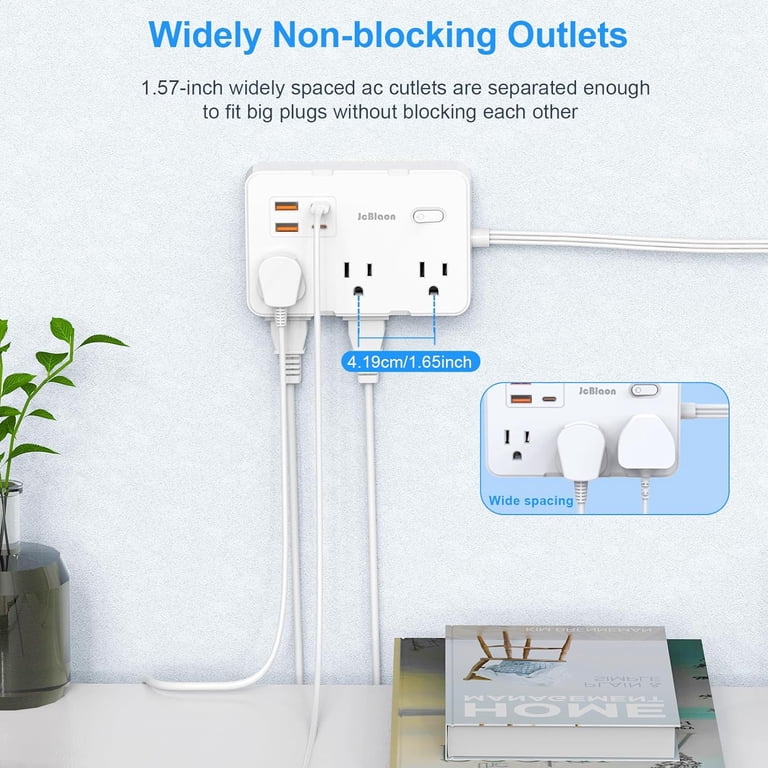 10-in-1 Power Strip with USB Ports and 5ft Extension Cord, White photo 6
