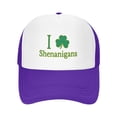 thumbnail image 4 of St. Patrick's Day Baseball Cap, I Love Shenanigans Shamrock Print Trucker Hat, Adjustable Snapback Cap for Parade, Pub Crawl, Irish Festival, Funny Novelty Hat for Men and Women-Purple, 4 of 7
