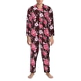 thumbnail image 3 of Daiia Rose Flowers for Men's Long-Sleeved Pajama Set – Soft & Comfortable Sleepwear Button-Up Pajamas Cozy Lounge Wear-Large, 3 of 7