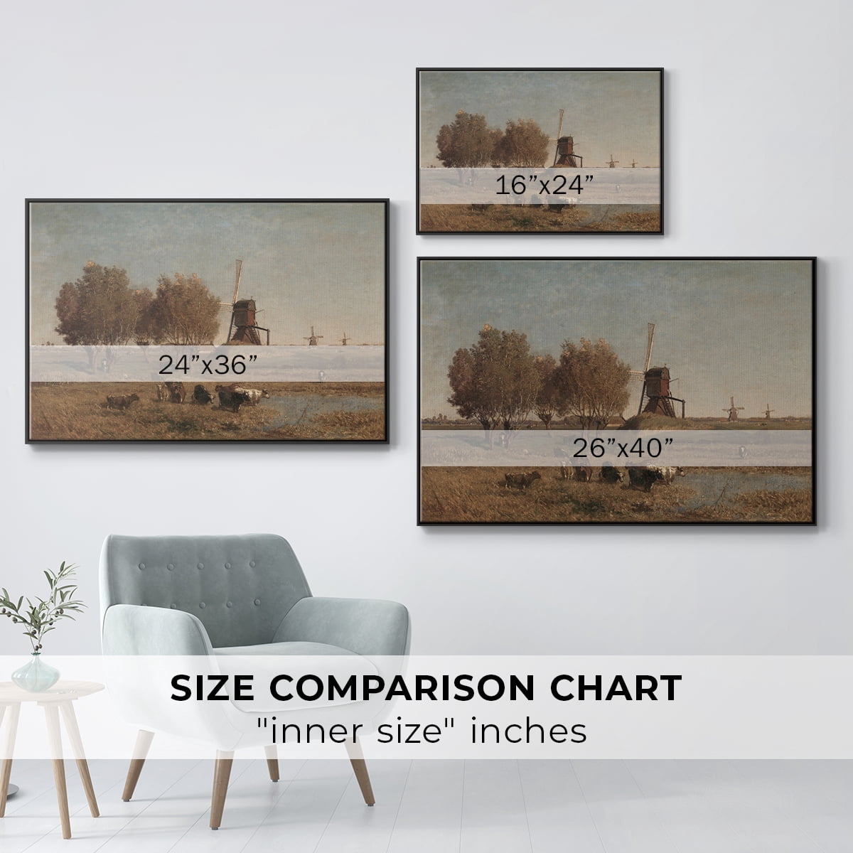 Vintage Landscape-CDII By Wexford Home Framed in Black Wood Gallery Wrapped Canvas 17 in. x 25 in.