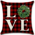 thumbnail image 2 of Black and Red Plaid Christmas Wreath, Cotton Linen Fabric Decorative Indoor Outdoor  Throw Pillow Cover Set 18x18, 2 of 3