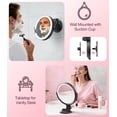 thumbnail image 2 of Suction Cup Magnifying Mirror with Light 10X, Wall Mounted Makeup Mirror with Suction Cup for Bathroom, 3 Color Lights and Adjustable Brightness, 2 in 1 Tabletop for Desk - Black, 2 of 5