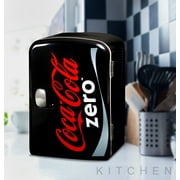 Coke Zero 6 Can Mini Fridge 4L Mini Electric Cooler Portable 12V Car Cooler Black