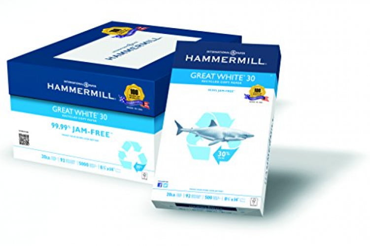 Photo 1 of Hammermill Great White Copy & Multipurpose Paper, White, Recycled