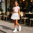 thumbnail image 5 of QTBIUQ Girls Bubble Skirt with Built-In Shorts Cute Bow Princess Elastic Waist Summer Casual Party Skirt, 5 of 8