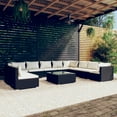 thumbnail image 1 of vidaXL 11 Piece Garden Lounge Set with Cushions Black Poly Rattan, 1 of 5