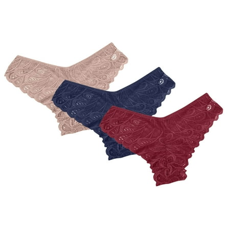 Kmdttou Underwear Women Pack Sexy Lace High Cut Panties Comfort Bikini Panty Stretch Underpants Breathable Ladies Briefs (Regular & Plus Size) Multicolor-2XL