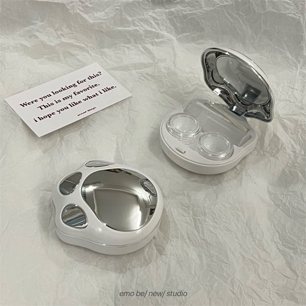 Kit de viaje para lentes de contacto con limpiador limpiador, caja de contacto portátil con pinzas de espejo, botella de solución para exteriores diarios (Plata2) Rojo Verde MX-0128372FYD