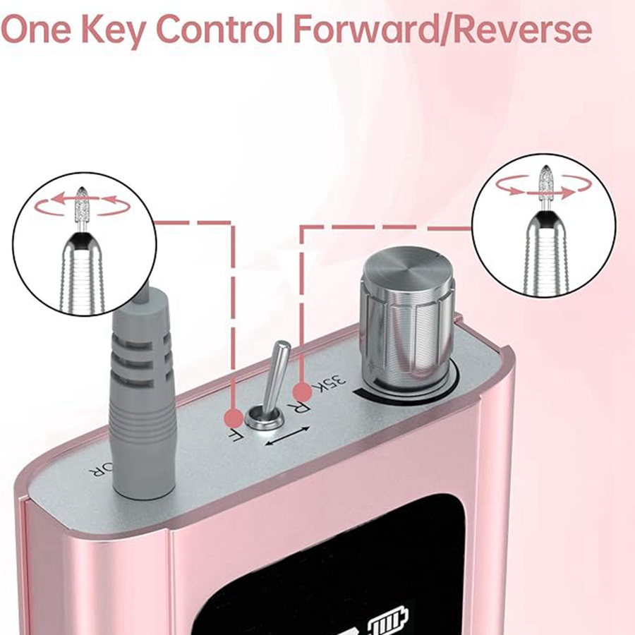 DYLA Electric Nail Drill Machine 35000RPM, Portable Nail Drill Rechargeable with 6 Drill Bits, Nail Drills for Acrylic Nails Professional E File Nail Machine Drill Professional