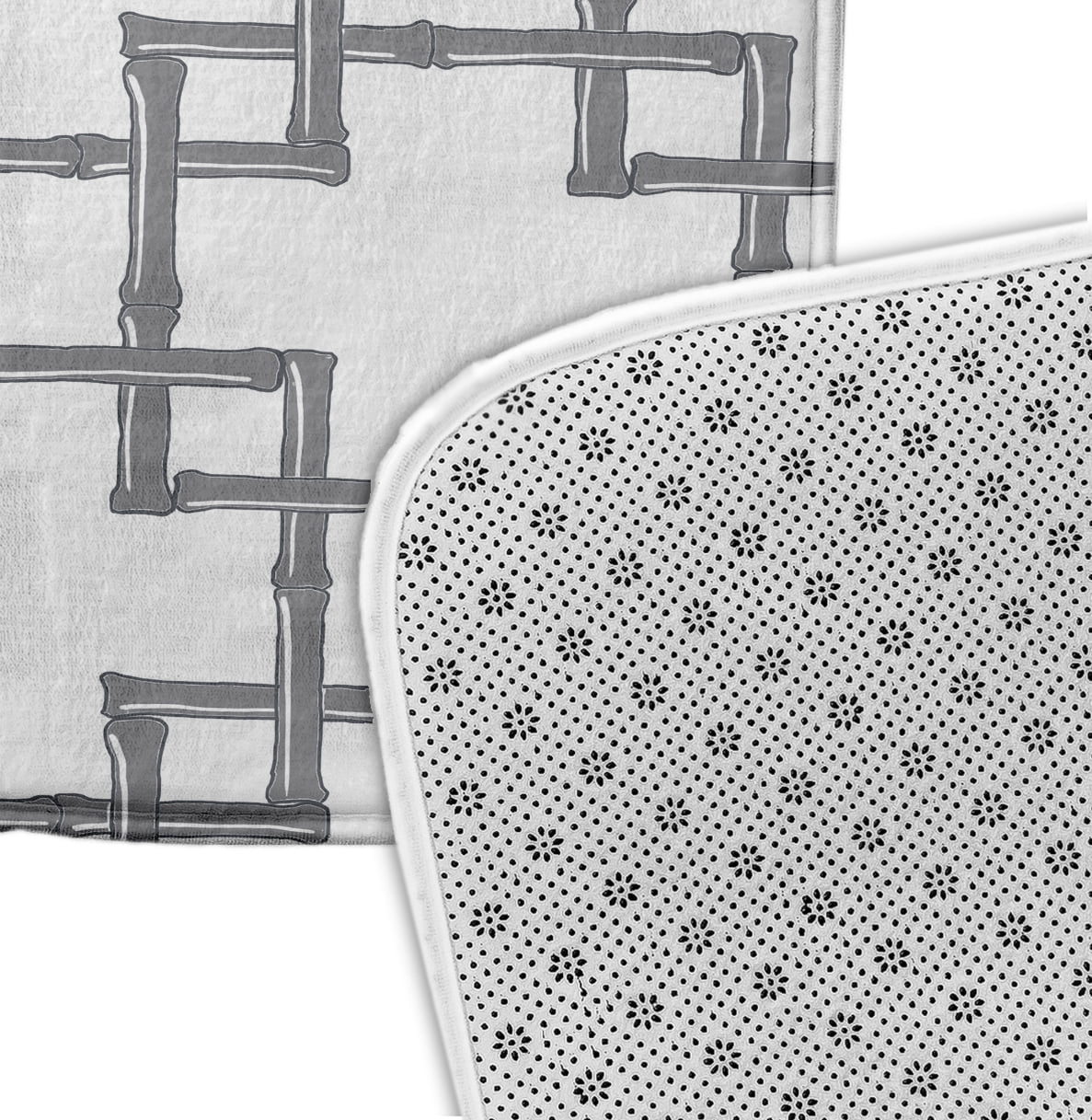 Simply Daisy 34" x 21" Plush Microfiber Grey Bamboo Bath Mat