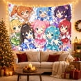 thumbnail image 3 of Eight Chibi Girls with Pastel Stars on Light Background, Energetic Japanese Inspired for Anime Fans, Cute Group Portrait Art, Birthday Gift Tapestry Wall Hanging for Bedroom and Dorm, 3 of 7