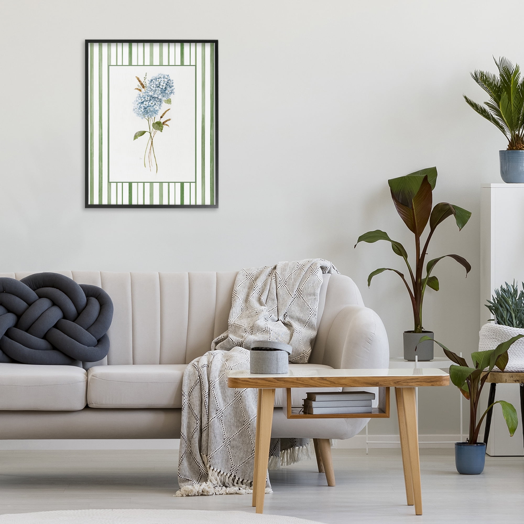 Stupell Industries Blue Hydrangea & Dried Wheat Black Framed Giclee Art, design by Nan