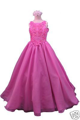 New Baby Infant Toddler Girl Pageant Wedding Formal Pink Party dress size 0-36M 