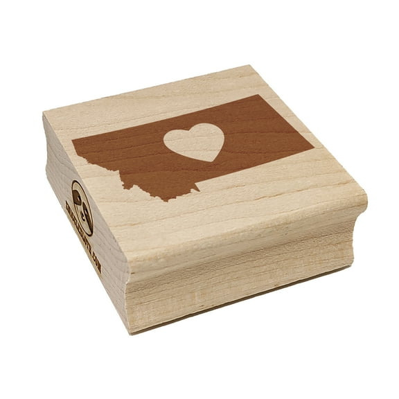 Montana State with Heart Square Rubber Stamp Stamping Scrapbooking Crafting - Small 1.25in