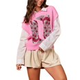 thumbnail image 1 of Suéter de Punto con Cuello Redondo y Lentejuelas para Mujer, Sin Mangas, de Punto, para Navidad Rosa (Botas) S, 1 of 9