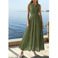 thumbnail image 3 of PRETTYGARDEN Summer Dresses for Women Sundresses Sleeveless V Neck Eyelet A Line Flowy Beach Vacation Spring Maxi Dress, 3 of 9