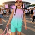 thumbnail image 2 of Summer Clothes for Child Girls Size 8 Girls 2 Piece Outfits Cute Preppy Clothing Sets Casual Sleeveless T Shirts Top and Shorts Athletic Tracksuit Cyan 5-6 Years, 2 of 7