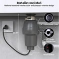 thumbnail image 2 of Garbage Disposal, Food Garbage Disposal with Power Cord, Stainless Steel Grinding System, Continuous Feed Compact Garbage Disposals (1/2 HP (Gray)), 2 of 8
