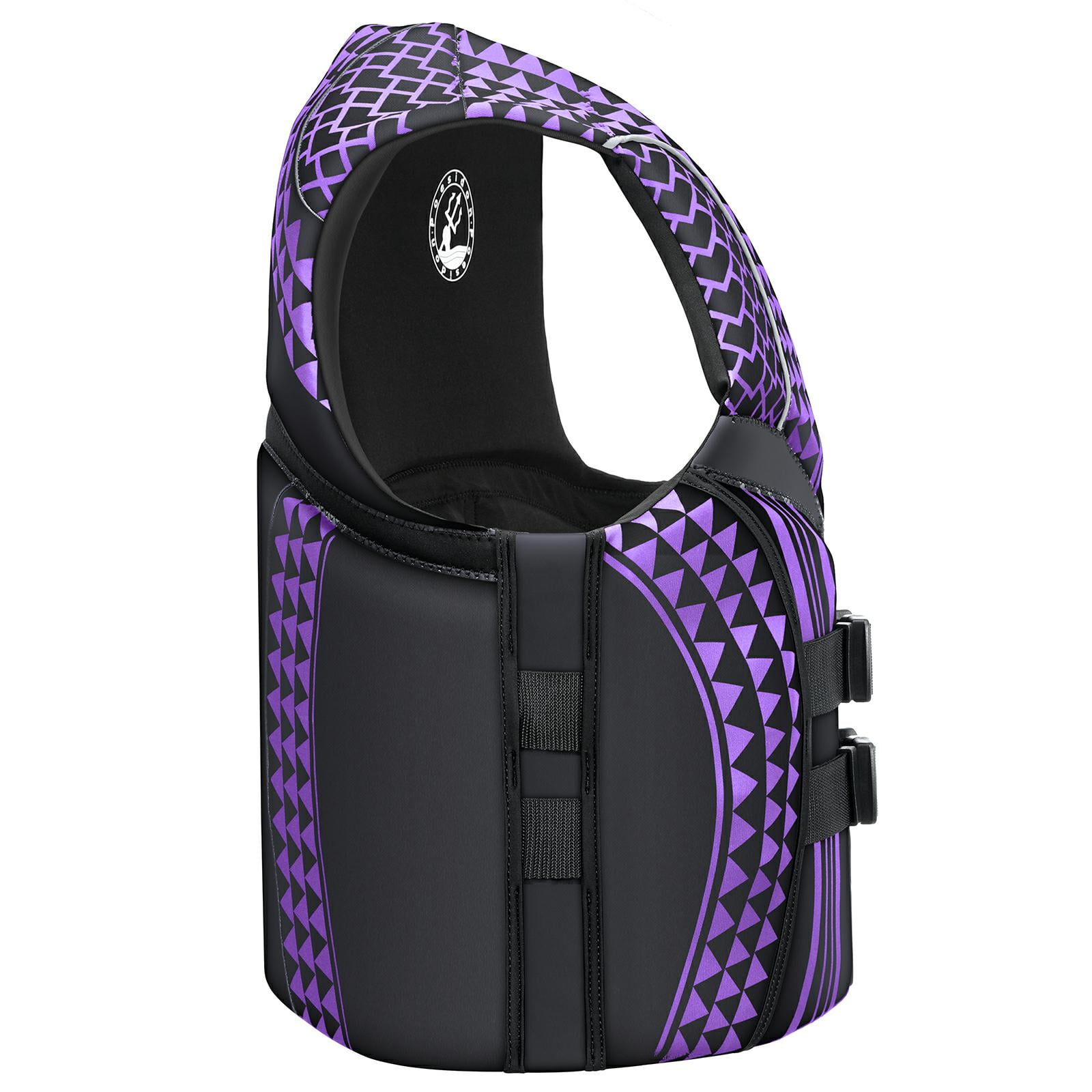 Geometric Print Life Vest, Zipper Front, Adjustable Buckles