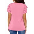 thumbnail image 5 of UVN Summer Blouse for Women Ruffle Short Sleeve Shirts V Neck Button Down Elegant Ladies Tops, 5 of 9