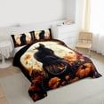 thumbnail image 3 of Feelyou Halloween Black Cat Bedding Comforter Set for Kids, Mystic Moon Twin Comforter Sets, Rustic Groovy Floral Reversible Bedding Set, Lightweight Room Decor, 2 Pieces, 3 of 8