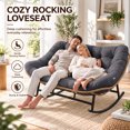 thumbnail image 3 of RADIATA 2 Person Indoor Papasan Rocking Chair with Cushion, Oversized Double Recliner Rocker,loveseat for Living Room, Bedroom, or Study Room，Gray, 3 of 8