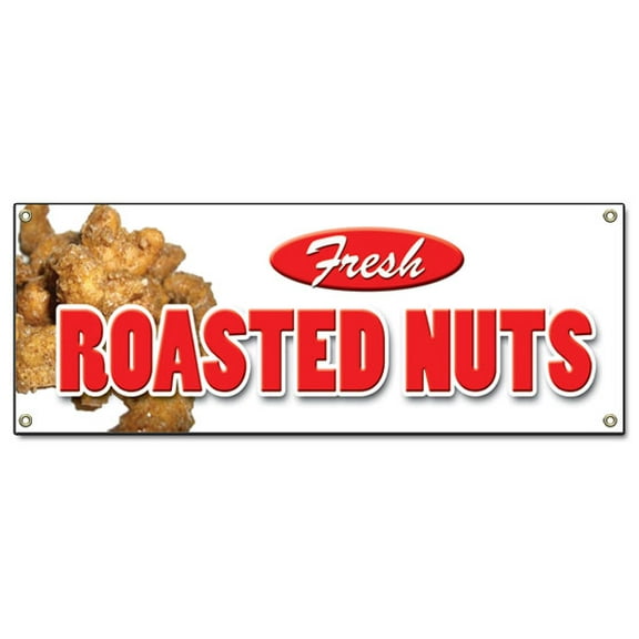 SignMission B-Roasted Nuts Roasted Nuts Banner Sign - Fresh Hot Concession