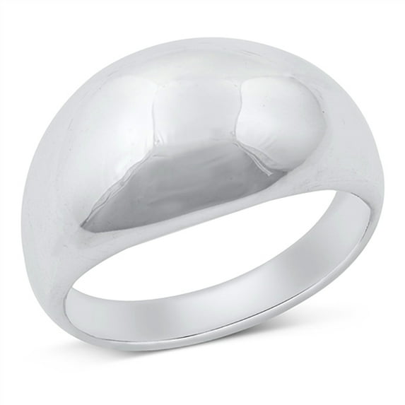 High Polished Sterling Silver Dome Statement Ring Size 6
