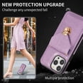 thumbnail image 4 of Wallet Case Apply to iPhone 13,Luxury PU Leather Card Package with Metal Buckle Long Shoulder Strap Stand Function Hard PC Bumper Shockproof Protector (iPhone 13, Purple), 4 of 8