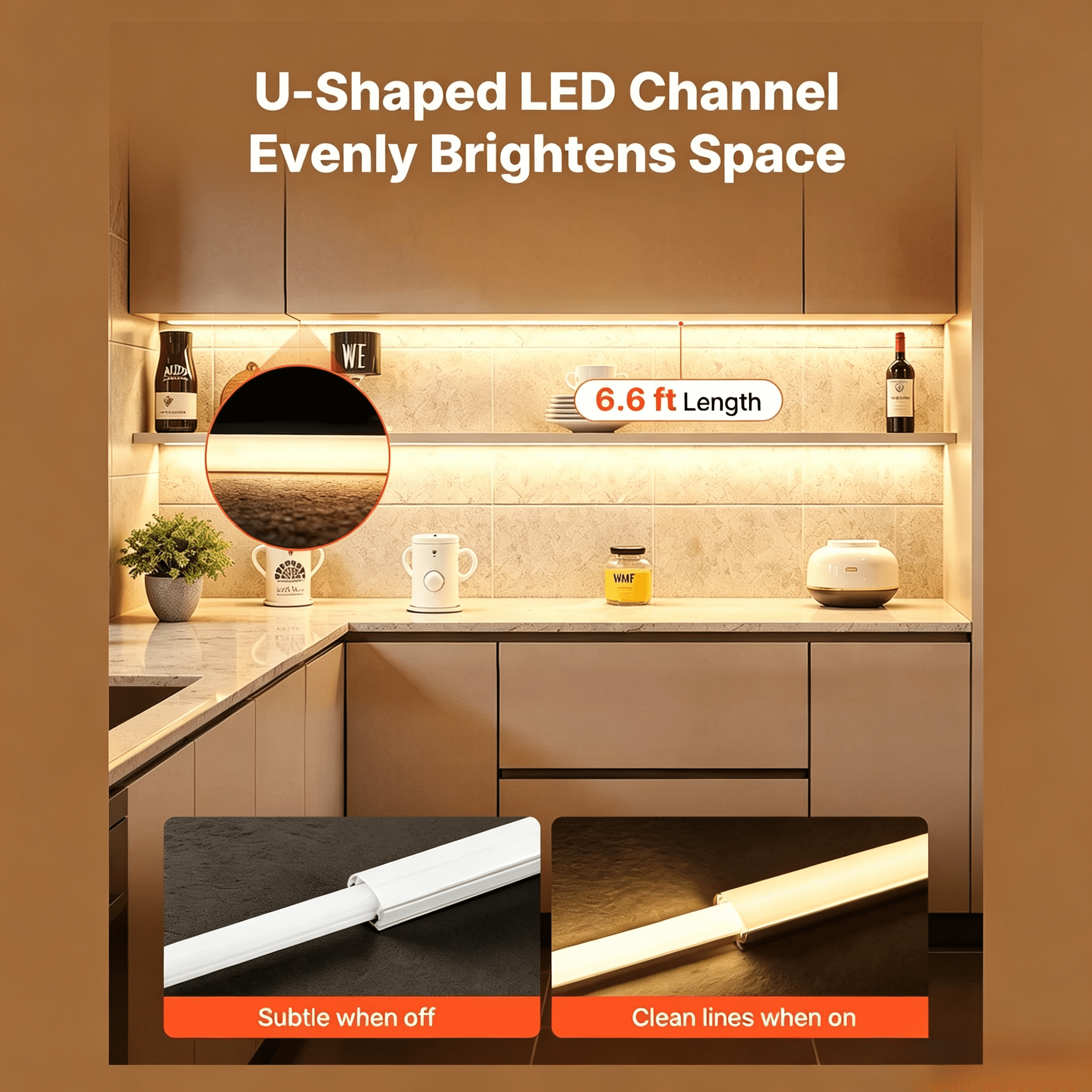 U Shape LED Channel 6.6 ft 10 Pack Anodized Aluminum with Milky Cover for Cabinet Bookshelf Display