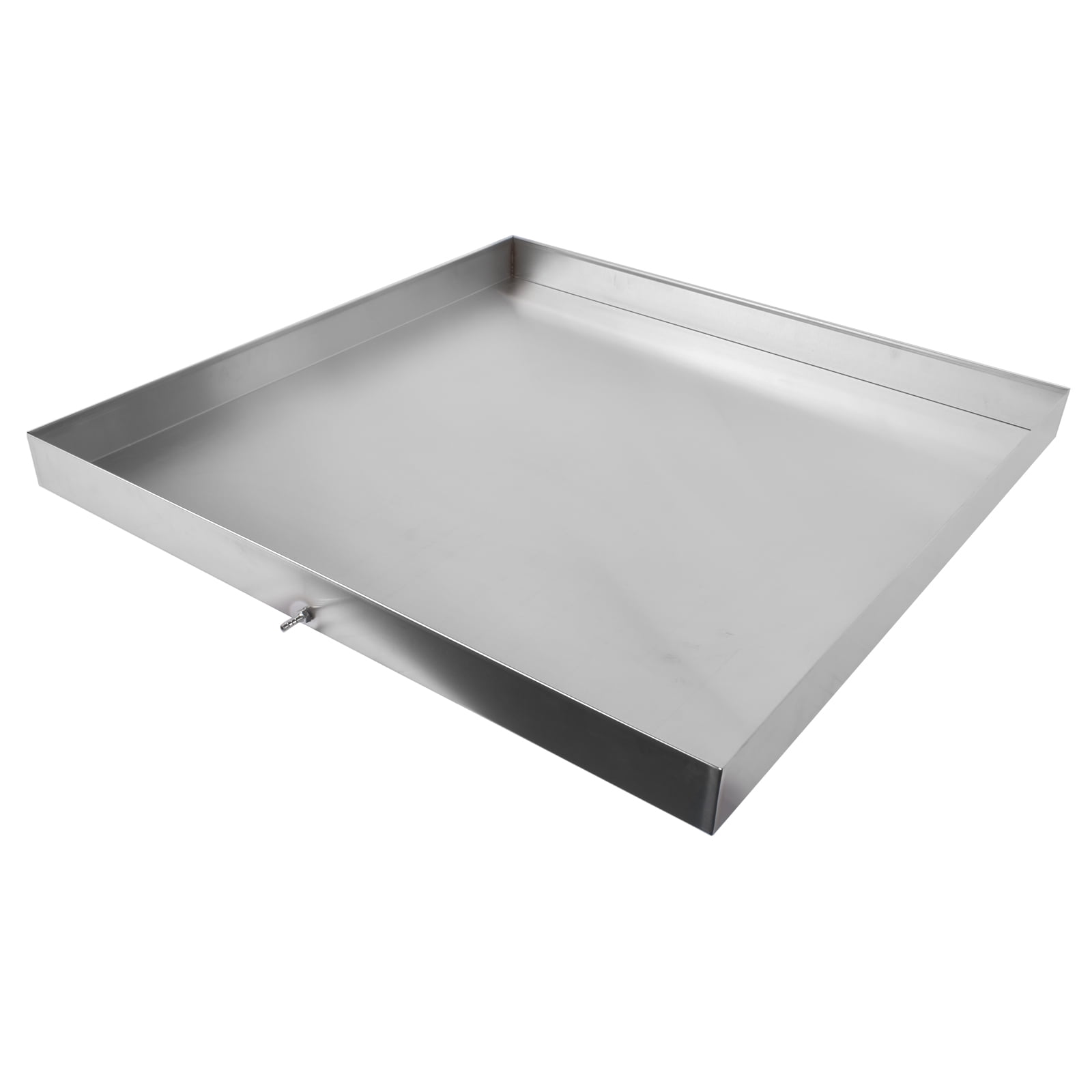 GELUOXI 32 x 32 x 2.5 Inch Washing Machine Pan Stainless Steel Washing Machine Drain Pan Heavy Duty Compact Washer Drip Tray with Drain Hole & Hose Adapter