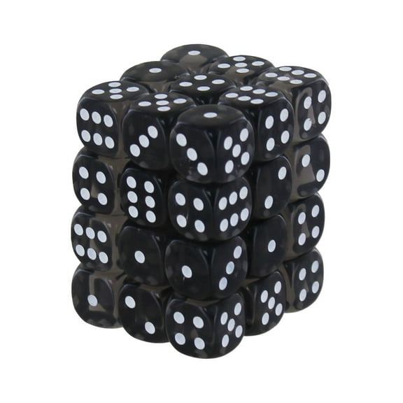 Chessex Dice d6: Translucent Smoke w/ White - Set of 36