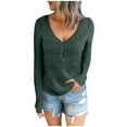 thumbnail image 2 of Women's V-Neck Long Sleeve Buttoned Top Shirts, 2 of 6