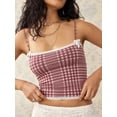 thumbnail image 6 of Yunliwuli Women's Plaid Crop Cami Tops Sleeveless Tiny Bow Front Camisole Lace Trim Tank Tops, 6 of 9