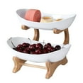 thumbnail image 1 of Cesta plástica del frutero for la encimera de la cocina, tenedor de fruta con el soporte de bambú, 1 of 6