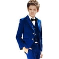 thumbnail image 3 of 5 Pieces Boys Tuxedo Velvet Kids Suits (Blazer+Pants+Vest+shirt +bowtie) Wedding Dinner Party Performance, 3 of 13