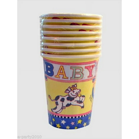 Nursery Rhymes 'Hey Diddle Diddle' Vintage Baby Shower 9oz Paper Cups (8ct)