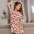 thumbnail image 3 of Balery Fresh Red Tomato Camisón de manga corta con cuello redondo para mujer, cómodo y elegante., 3 of 6