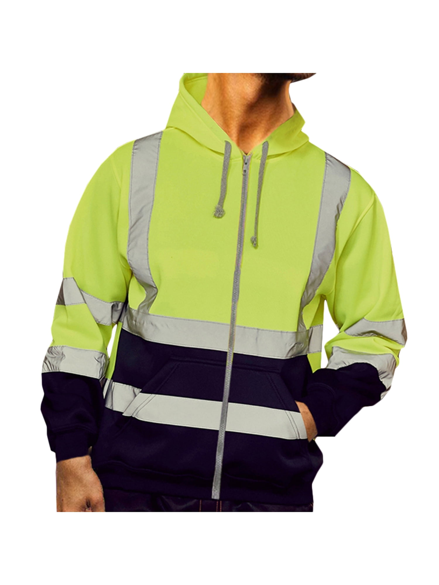 New Mens SuperTouch® Hi Vis High Visibility Fleece Hoody Work Wear Jacket 
