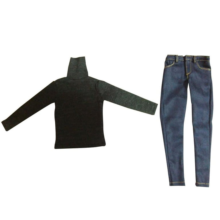 1/6 Scale Mens Long Sleeve Top Jeans Trousers Suit Fit 12 inch
