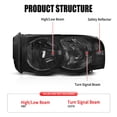 thumbnail image 2 of TopAutoGear for 2002 2003 2004 2005 Dodge Ram 1500/2003 2004 2005 Dodge Ram 2500/3500 Headlights assembly Smoke Housing Clear Lens with Amber Reflector, 2 of 7