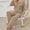 Khaki, variant on 2024 Women's 2pc Pajamas Set Knitted Solid Loungewear Winter Long Sleeve Tops and Pants Set with Pockets Casual Cozy Sleepwear
