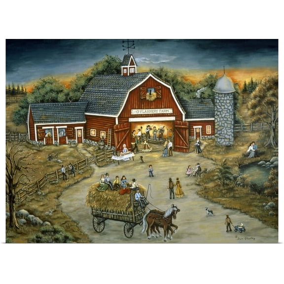Great BIG Canvas | "Barn Dance At O'Flannery Farm" Art Print - 24x18