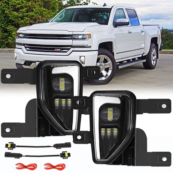 For 2016 2017 2018 Chevy Silverado 1500 Bumper LED Fog Lights Driving DRL Lamps