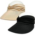 thumbnail image 4 of 2 Packs Womens Sun Visor Hat Wide Brim Summer UPF 50+ UV Protection Beach Sport Cap, 4 of 5